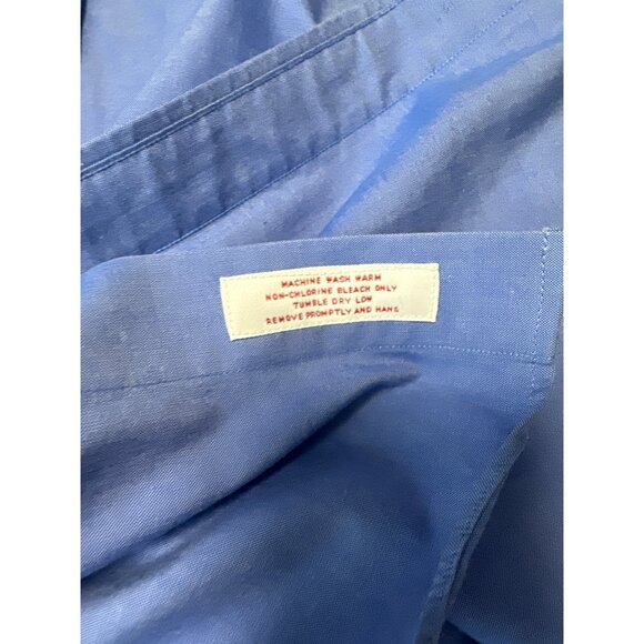 Brooks Brothers Mens Blue Non-Iron Cotton Button-Down Shirt Size 17-4/5 - Picture 8 of 9